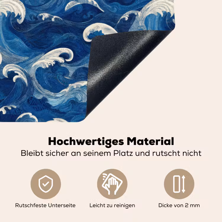 Japans - Oceaan - Golven - Blauw Inductie beschemer met haakjes klein 777 -ky-onderkant-de