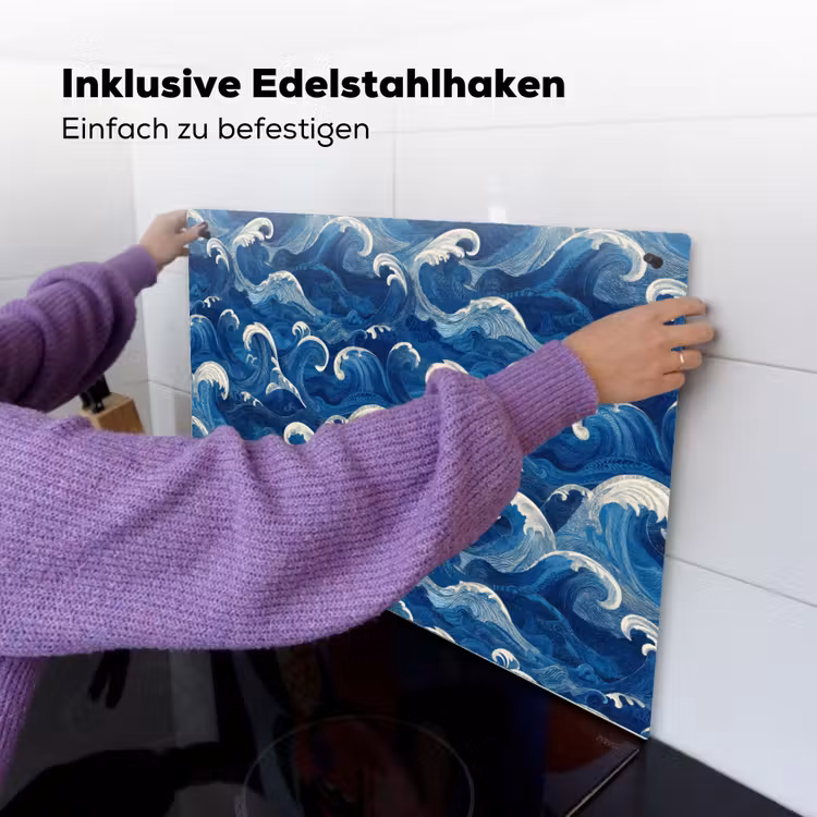 Japans - Oceaan - Golven - Blauw Inductie beschemer met haakjes klein 777 -ky-ophangen-de