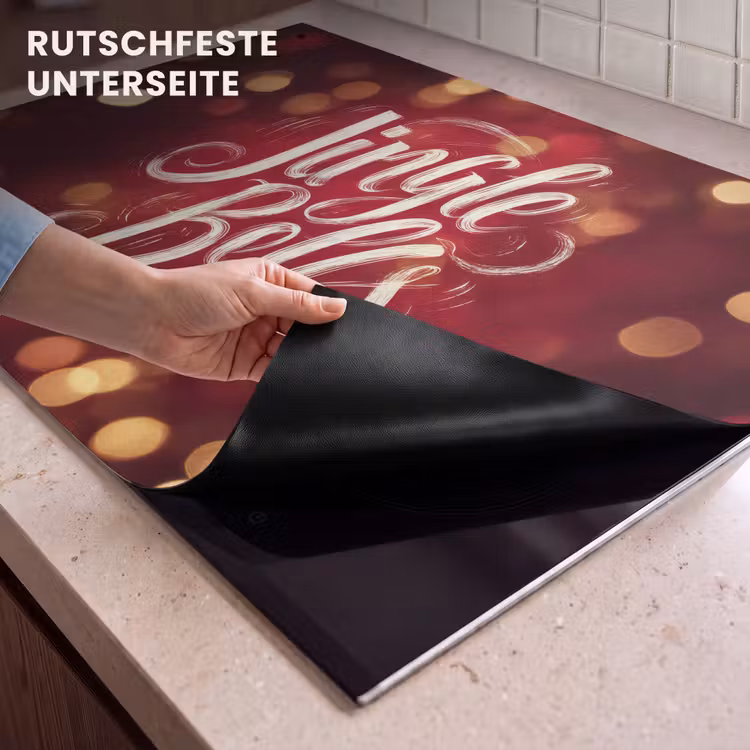 2-in-1 Herdabdeckplatte & Spritzschutz - Jingle - Bells - Weihnachten - Rot - Jingle - Bells - Kerst - Rood Inductie beschemer met haakjes klein