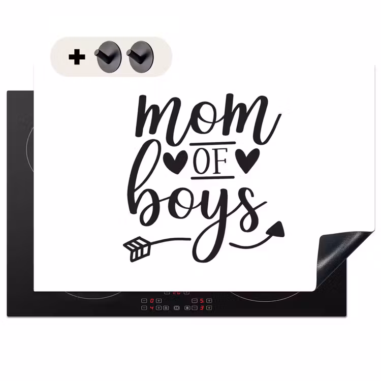 2-in-1 Herdabdeckplatte & Spritzschutz - Jungen - Muttertag - Zitate - Jongens - Moederdag - Quotes Inductie beschemer met haakjes klein