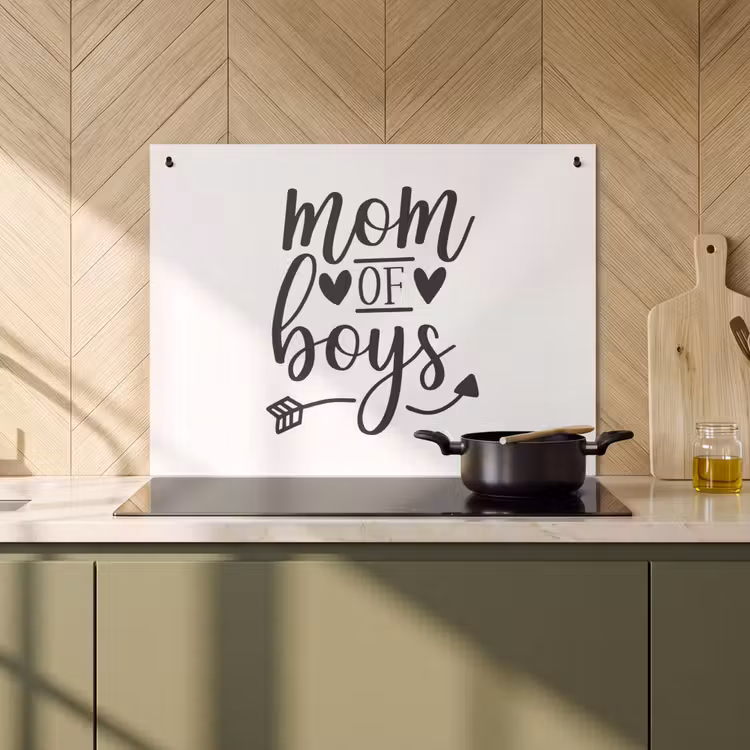 2-in-1 Herdabdeckplatte & Spritzschutz - Jungen - Muttertag - Zitate - Jongens - Moederdag - Quotes Inductie beschemer met haakjes klein