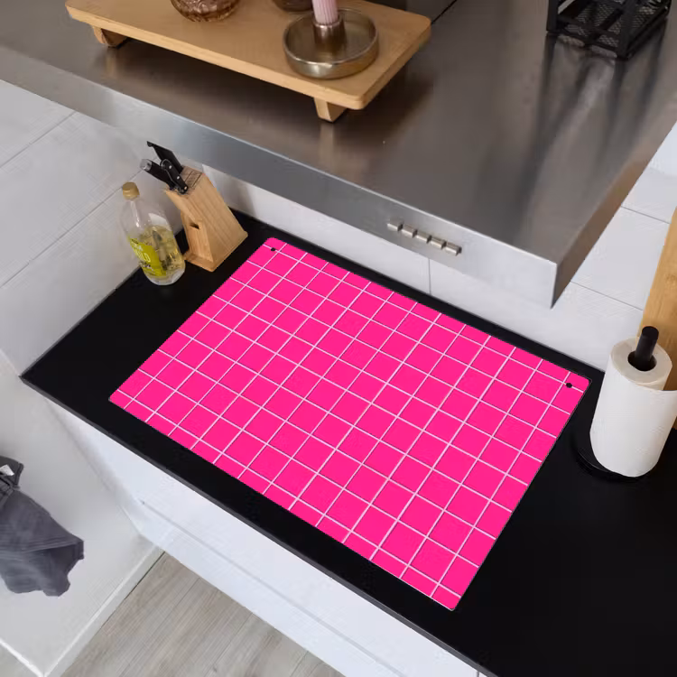 Tegels - Vierkant - Fuchsia Inductie beschemer met haakjes klein 777 -sfeer1