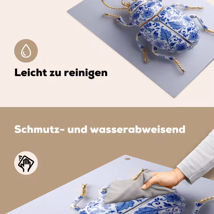 Kever - Delfts - Blauw - Goud Inductie beschemer met haakjes klein -ky-schoon-de