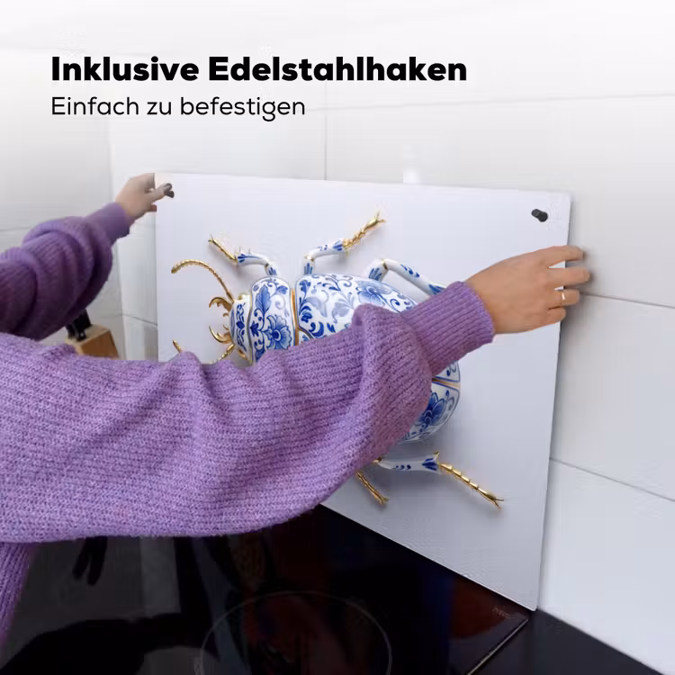 Kever - Delfts - Blauw - Goud Inductie beschemer met haakjes klein -ky-ophangen-de