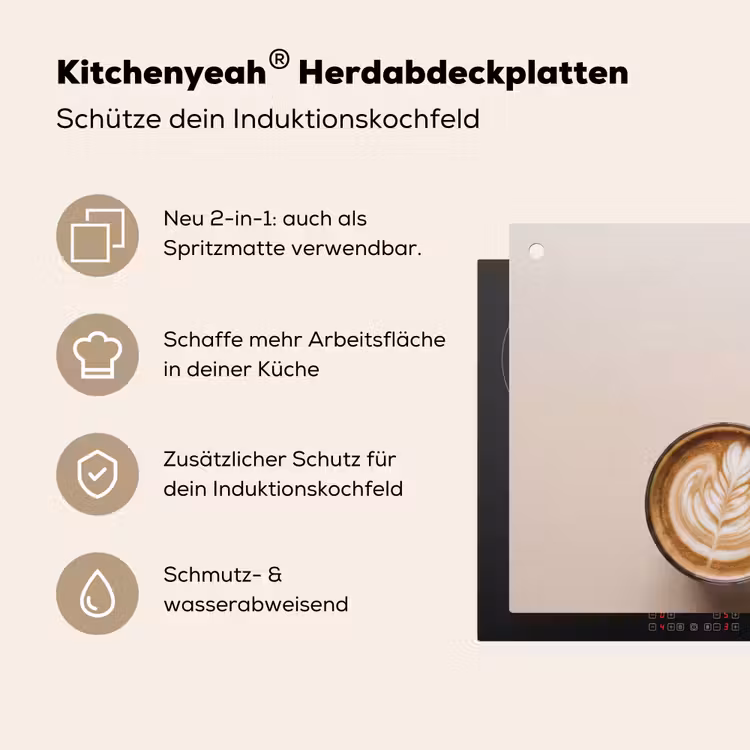 Koffie - Obessive Coffee Disorder - Beige Inductie beschemer met haakjes klein -ky-usp-de