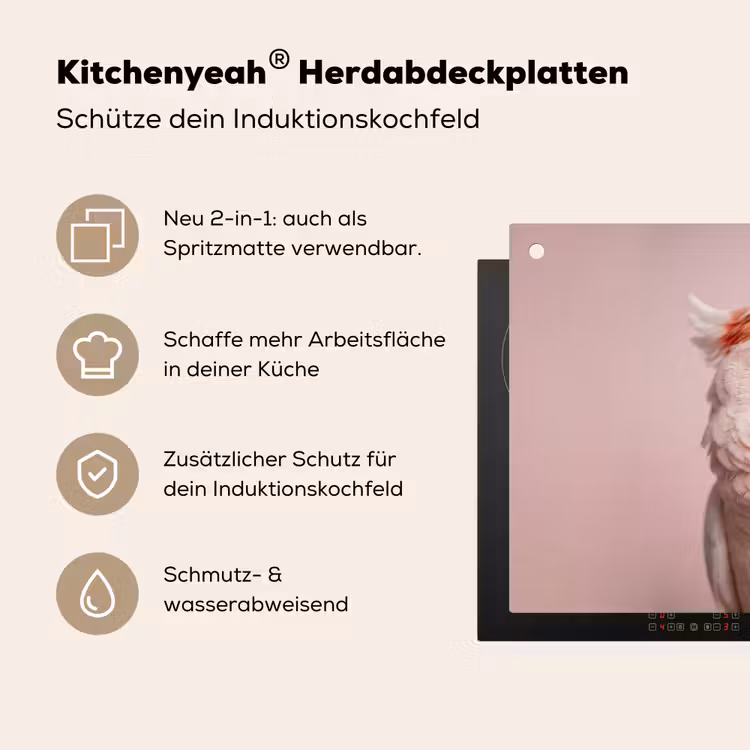 Kaketoe - Portret - Roze Inductie beschemer met haakjes klein -ky-usp-de