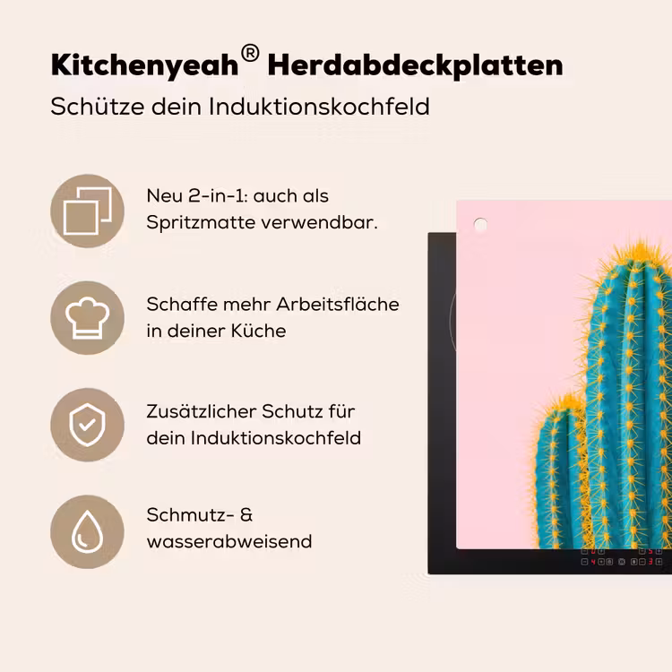 Cactussen - Modern - Pastel Inductie beschemer met haakjes klein -ky-usp-de