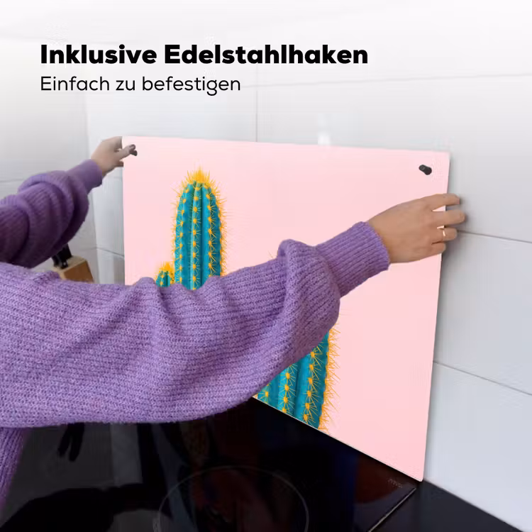 Cactussen - Modern - Pastel Inductie beschemer met haakjes klein -ky-ophangen-de