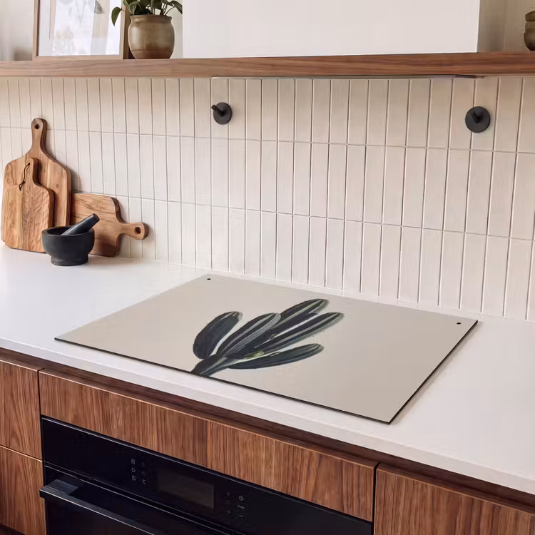 2-in-1 Herdabdeckplatte & Spritzschutz - Kaktus - Dezent - Grün - Cactus - Subtiel - Groen Inductie beschemer met haakjes klein