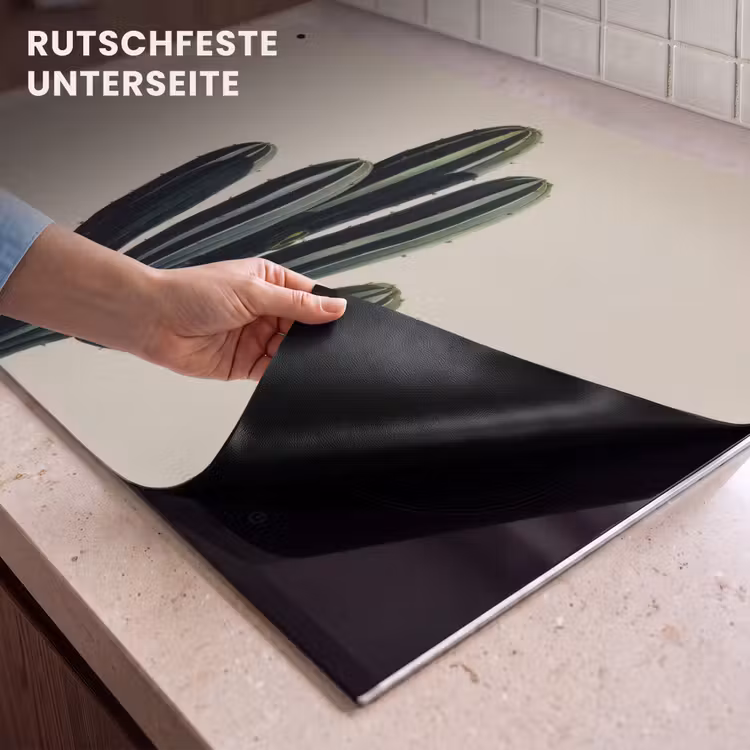 2-in-1 Herdabdeckplatte & Spritzschutz - Kaktus - Dezent - Grün - Cactus - Subtiel - Groen Inductie beschemer met haakjes klein