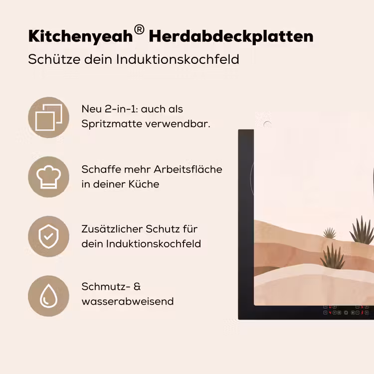 Cactus - Duinen - Modern - Landschap - Groen Inductie beschemer met haakjes klein -ky-usp-de