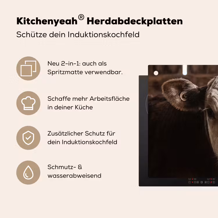 Kalf - Oormerk - Houten stal Inductie beschemer met haakjes klein -ky-usp-de