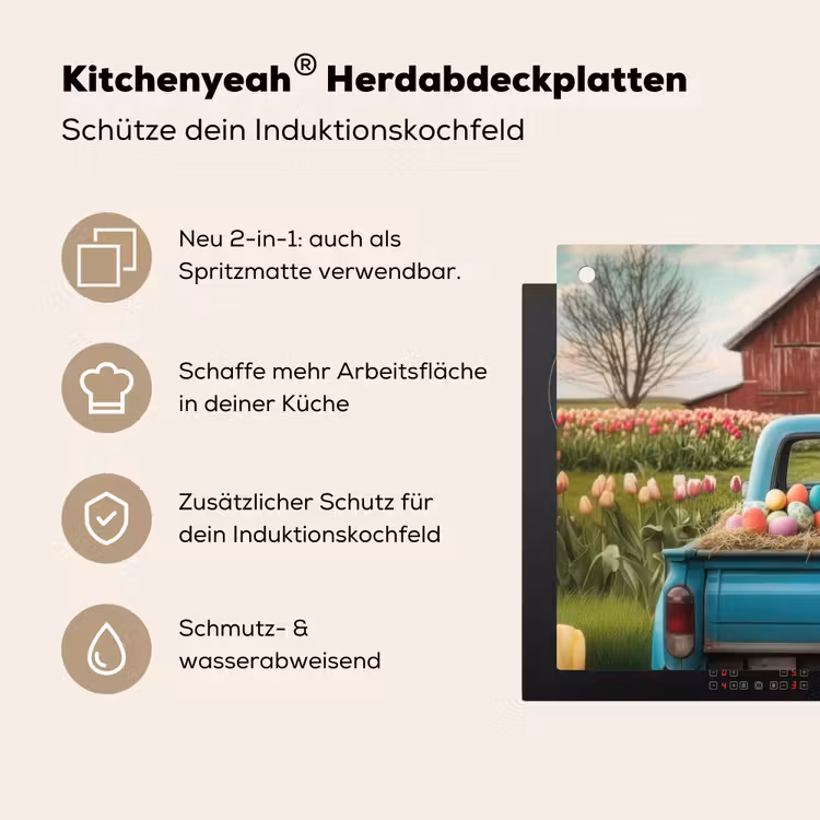 Konijn - Boerderij - Eieren Inductie beschemer met haakjes klein -ky-usp-de