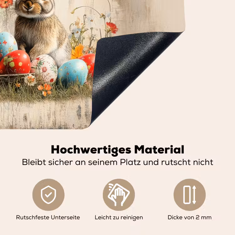 Konijnen - Bloemen - Eieren Inductie beschemer met haakjes klein -ky-onderkant-de