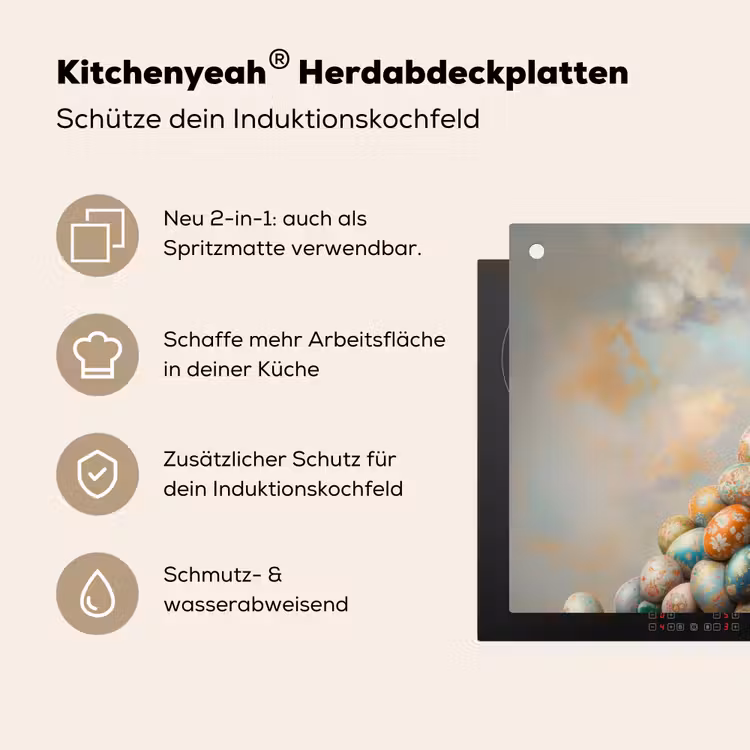 Konijn - Eieren - Kleurrijk Inductie beschemer met haakjes klein -ky-usp-de