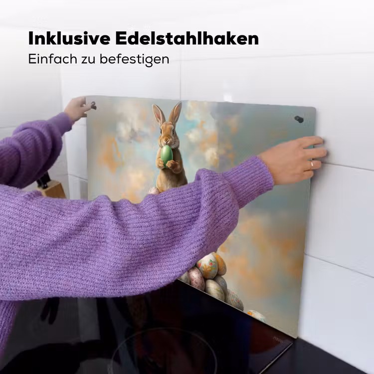 Konijn - Eieren - Kleurrijk Inductie beschemer met haakjes klein -ky-ophangen-de