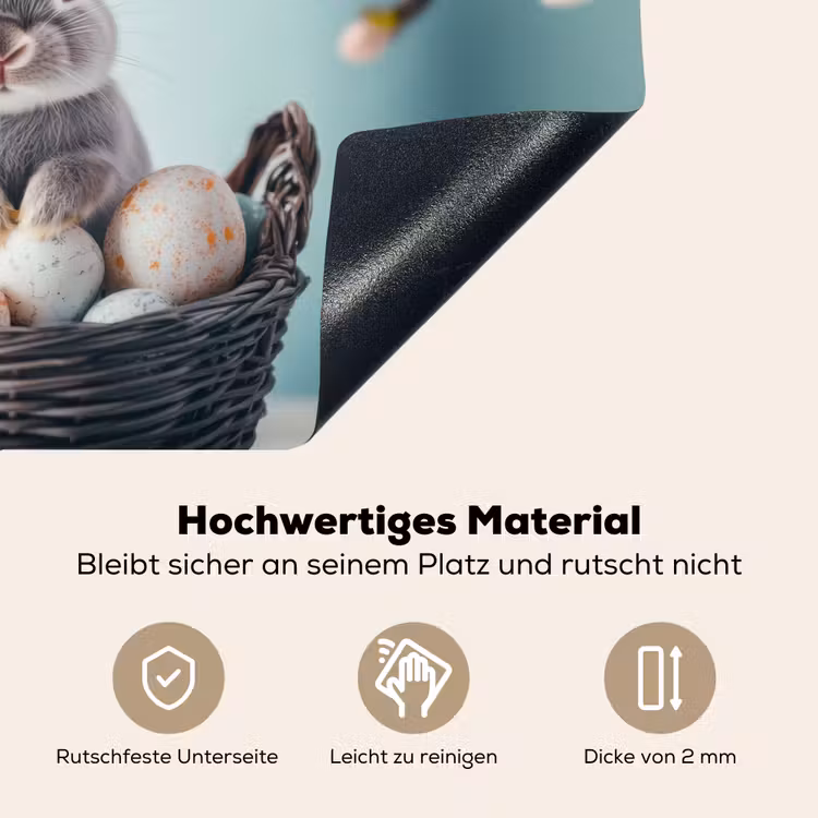 Konijn - Eieren - Mand Inductie beschemer met haakjes klein -ky-onderkant-de
