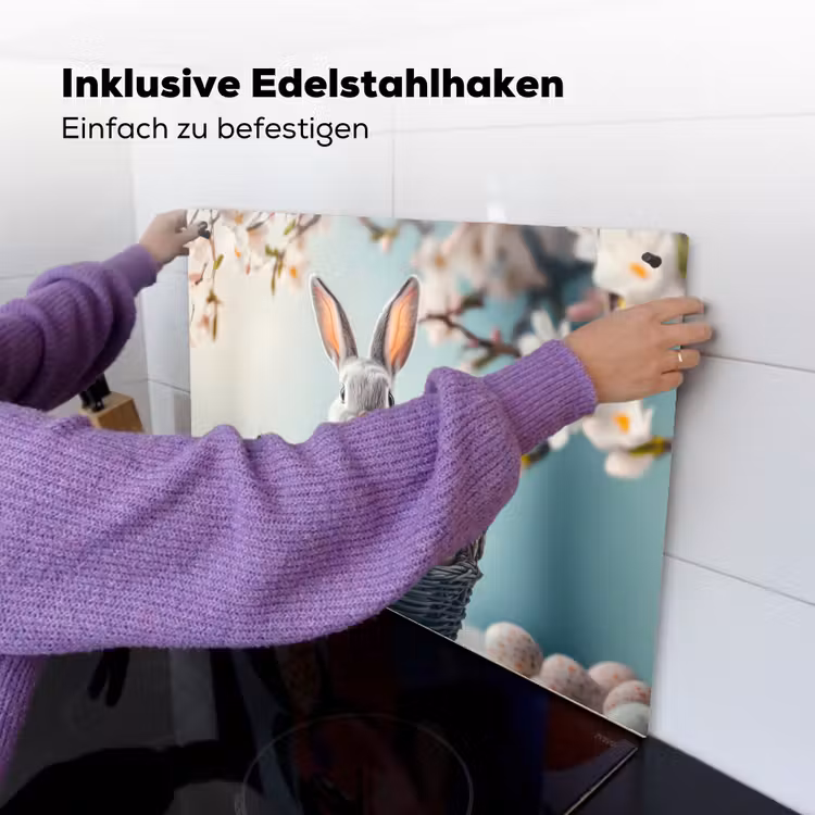 Konijn - Eieren - Mand Inductie beschemer met haakjes klein -ky-ophangen-de