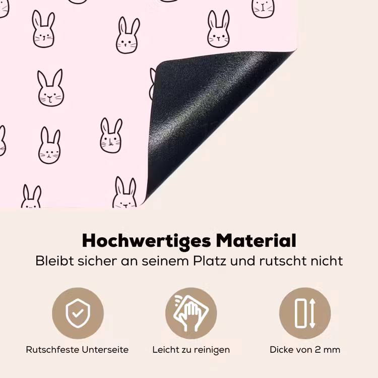 Konijnen - Minimalistisch - Roze Inductie beschemer met haakjes klein 777 -ky-onderkant-de