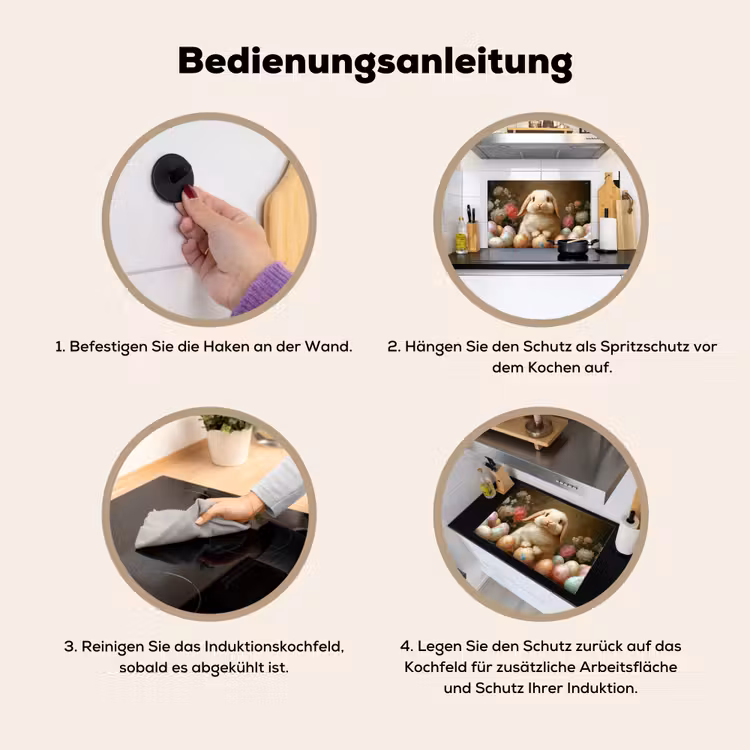 Konijn - Paaseieren - Stilleven Inductie beschemer met haakjes klein -ky-gebruik-de