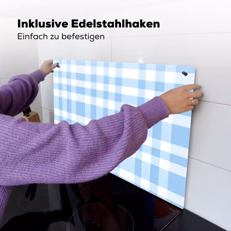 Ruit - Patroon - Blauw Inductie beschemer met haakjes klein 777 -ky-ophangen-de