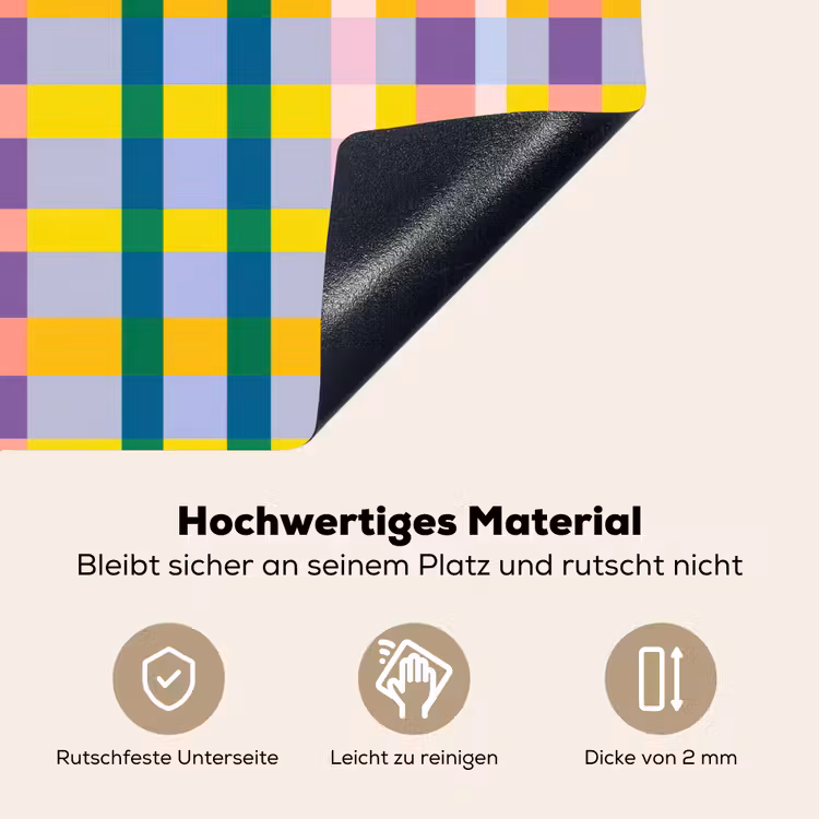 Ruit - Patroon - Kleurrijk Inductie beschemer met haakjes klein 777 -ky-onderkant-de