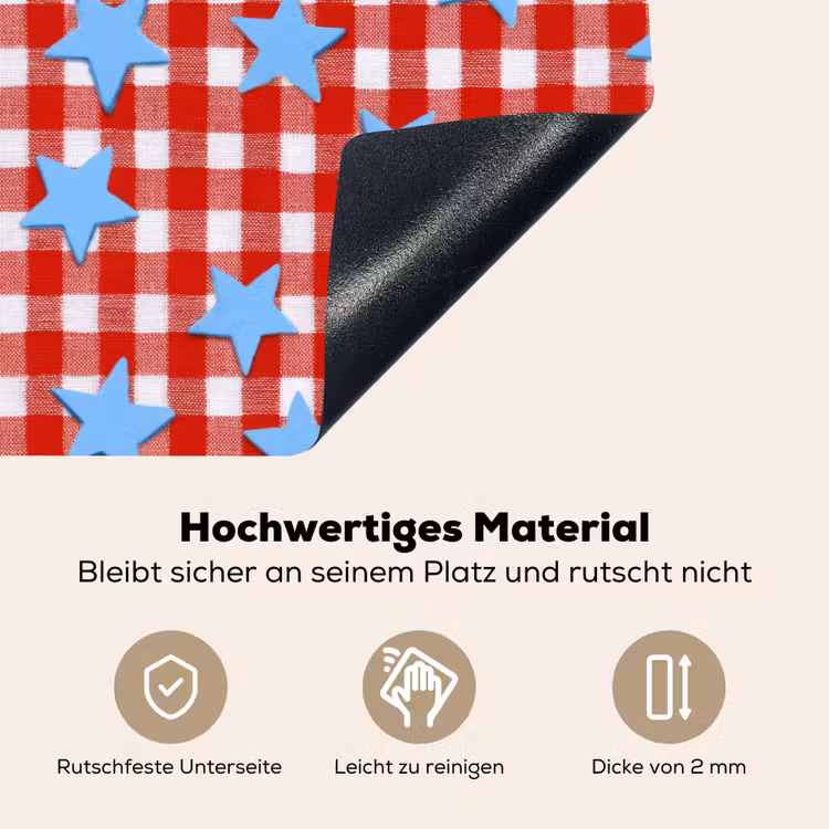 Ruit - Sterren - Rood Inductie beschemer met haakjes klein 777 -ky-onderkant-de