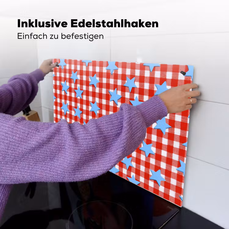 Ruit - Sterren - Rood Inductie beschemer met haakjes klein 777 -ky-ophangen-de