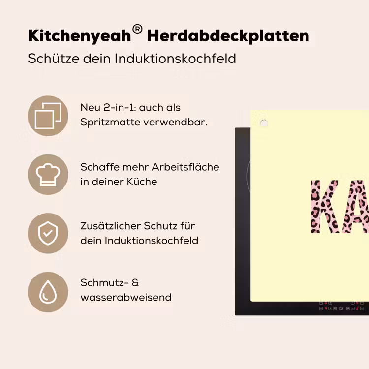 Karma - Luipaardprint - Geel Inductie beschemer met haakjes klein -ky-usp-de