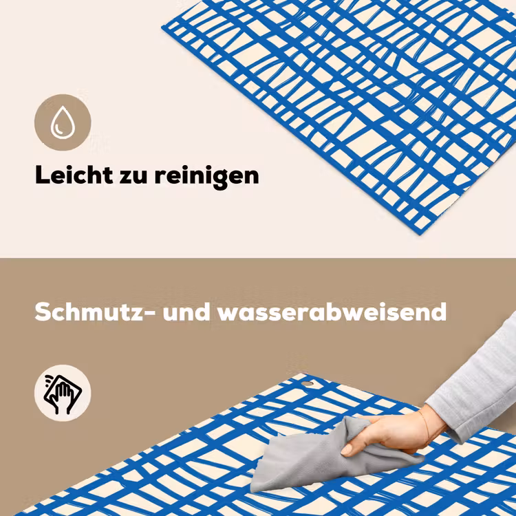 Ruitpatroon - Blauw - Crème Inductie beschemer met haakjes klein 777 -ky-schoon-de