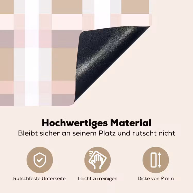 Ruitpatroon - Aardetinten - Minimalistisch Inductie beschemer met haakjes klein 777 -ky-onderkant-de