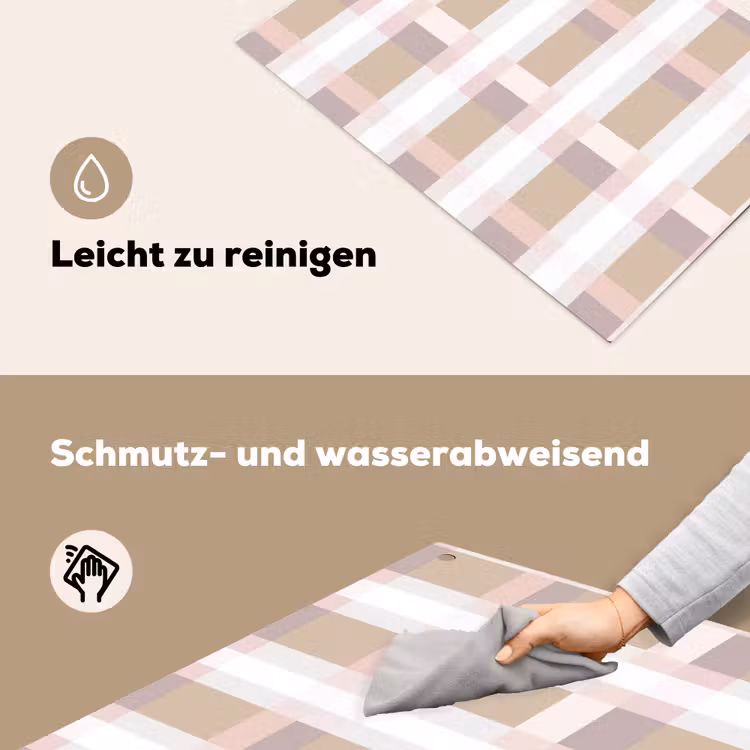 Ruitpatroon - Aardetinten - Minimalistisch Inductie beschemer met haakjes klein 777 -ky-schoon-de