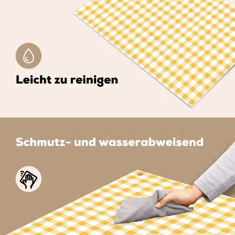 Ruit - Gingham - Klassiek - Geel en Wit Inductie beschemer met haakjes klein 777 -ky-schoon-de