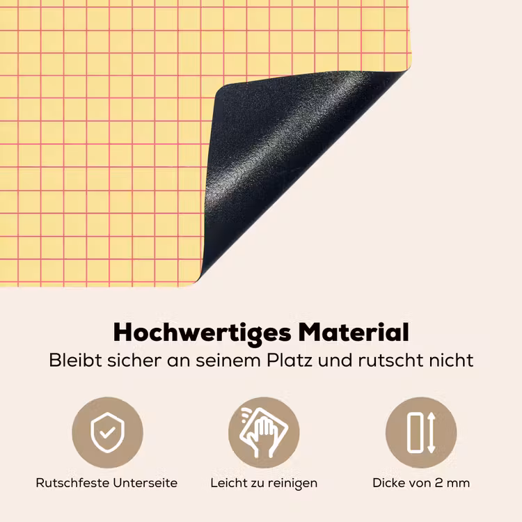 Ruitjes - Grid - Minimalistisch - Geel - Roze Inductie beschemer met haakjes klein 777 -ky-onderkant-de