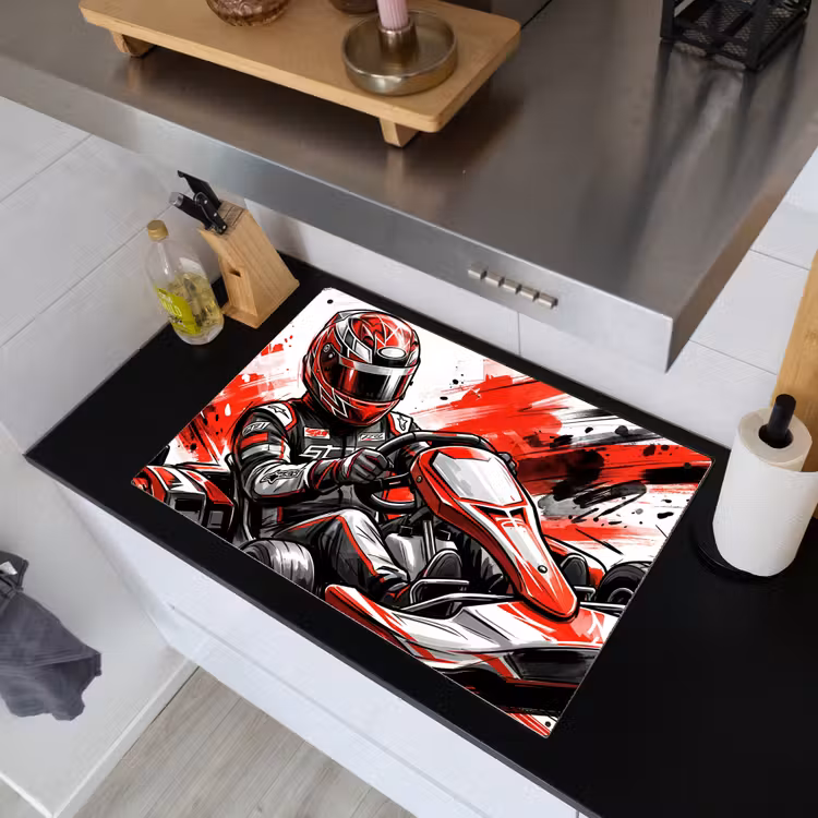 Kart - Coureur - Snelheid - Rood Inductie beschemer met haakjes klein -sfeer1
