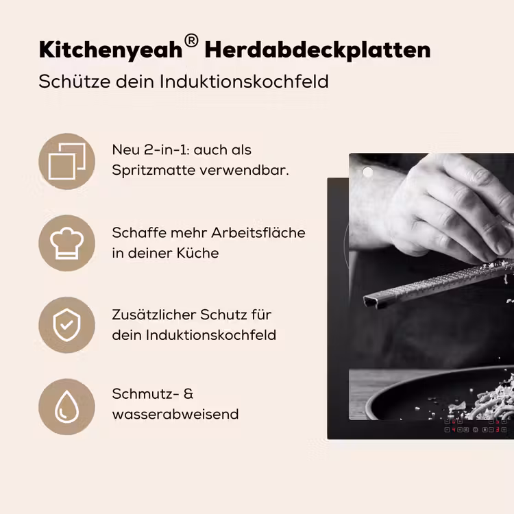 Kaas - Pasta - Rasp Inductie beschemer met haakjes klein -ky-usp-de