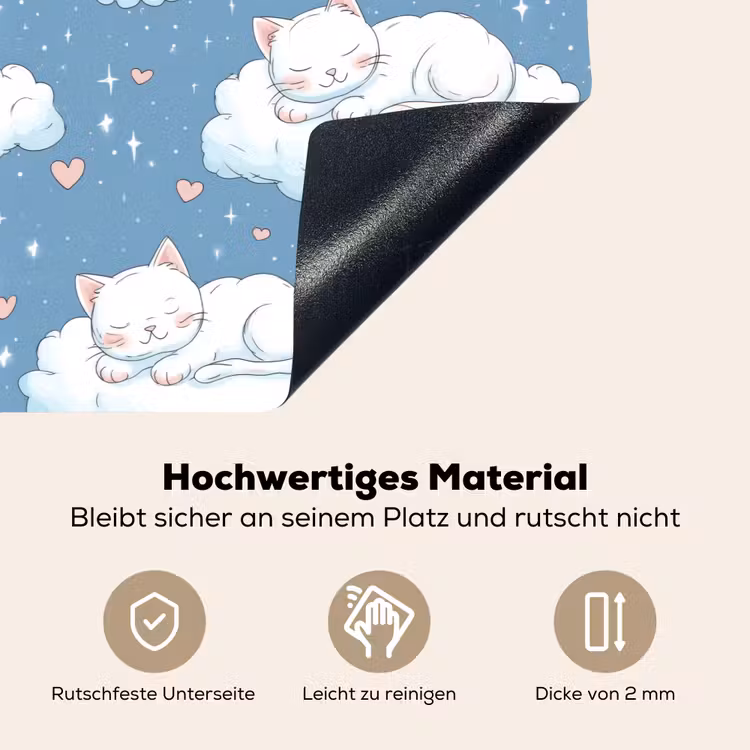 Kitten - Wolken - Blauw Inductie beschemer met haakjes klein 777 -ky-onderkant-de