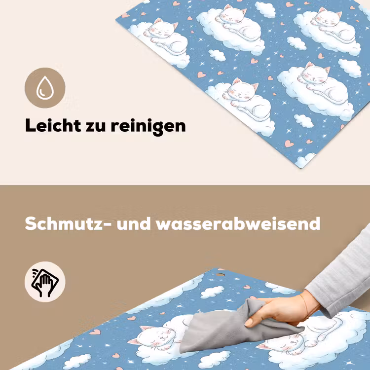 Kitten - Wolken - Blauw Inductie beschemer met haakjes klein 777 -ky-schoon-de