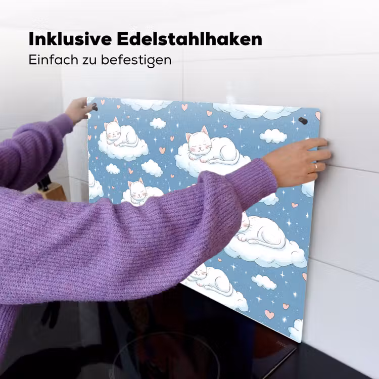 Kitten - Wolken - Blauw Inductie beschemer met haakjes klein 777 -ky-ophangen-de