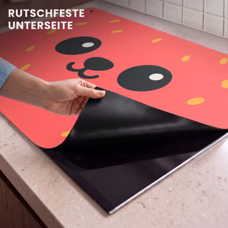 2-in-1 Herdabdeckplatte & Spritzschutz - Katze - Erdbeere - Cartoon - Kat - Aardbei - Cartoon Inductie beschemer met haakjes klein