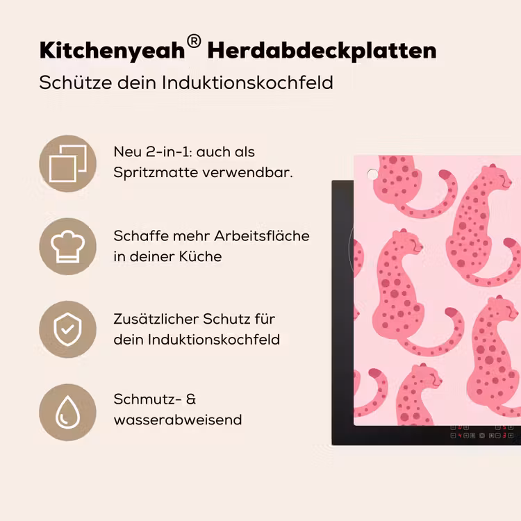 Kat - Gevlekt - Dieren - Patroon - Roze Inductie beschemer met haakjes klein -ky-usp-de