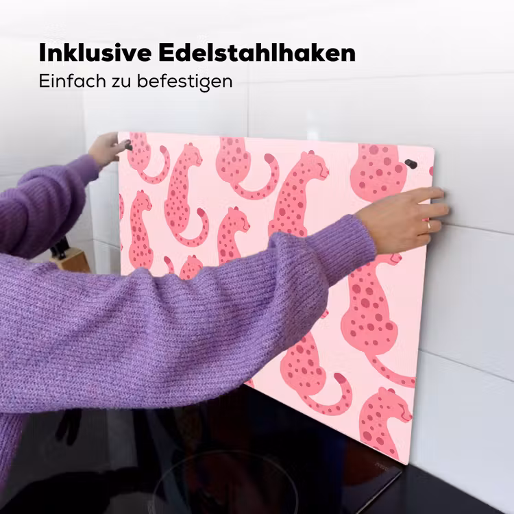 Kat - Gevlekt - Dieren - Patroon - Roze Inductie beschemer met haakjes klein -ky-ophangen-de
