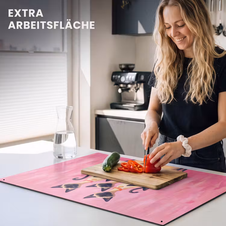 Kat - Groep - Dieren - Modern - Roze Inductie beschemer met haakjes klein -ky-usp-de