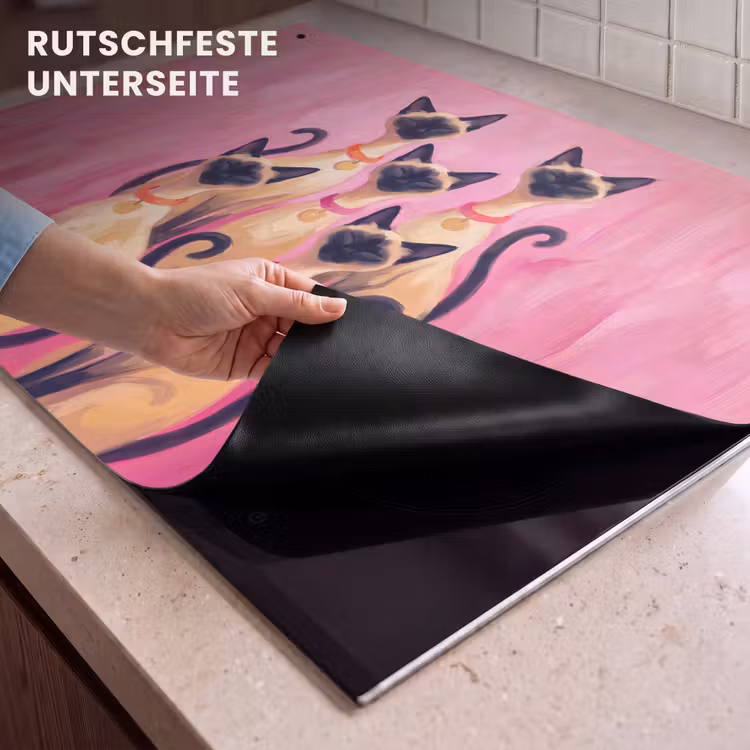 Kat - Groep - Dieren - Modern - Roze Inductie beschemer met haakjes klein -ky-onderkant-de