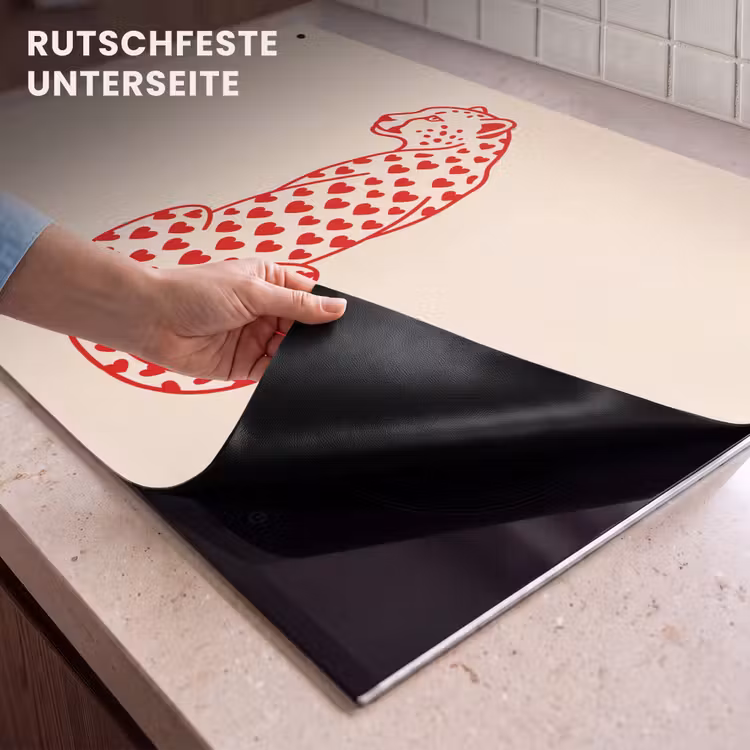 Kat - Harten - Dieren - Modern - Rood Inductie beschemer met haakjes klein -ky-onderkant-de