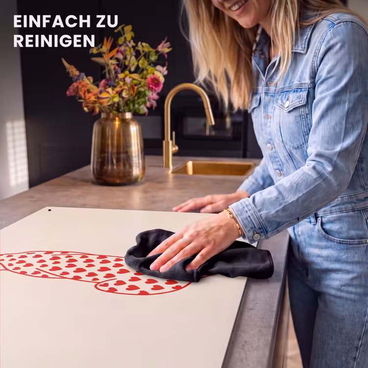 Kat - Harten - Dieren - Modern - Rood Inductie beschemer met haakjes klein -ky-schoon-de