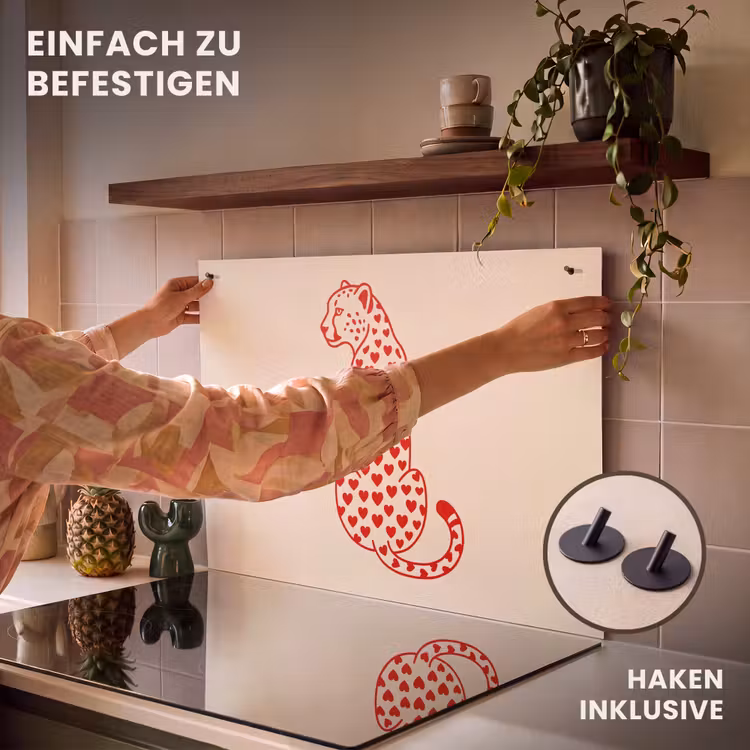 Kat - Harten - Dieren - Modern - Rood Inductie beschemer met haakjes klein -ky-ophangen-de