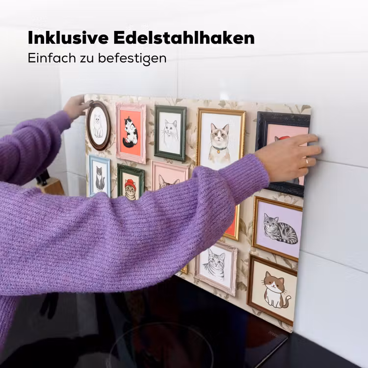 Kat - Portret - Dieren - Illustratie - Lijst Inductie beschemer met haakjes klein -ky-ophangen-de