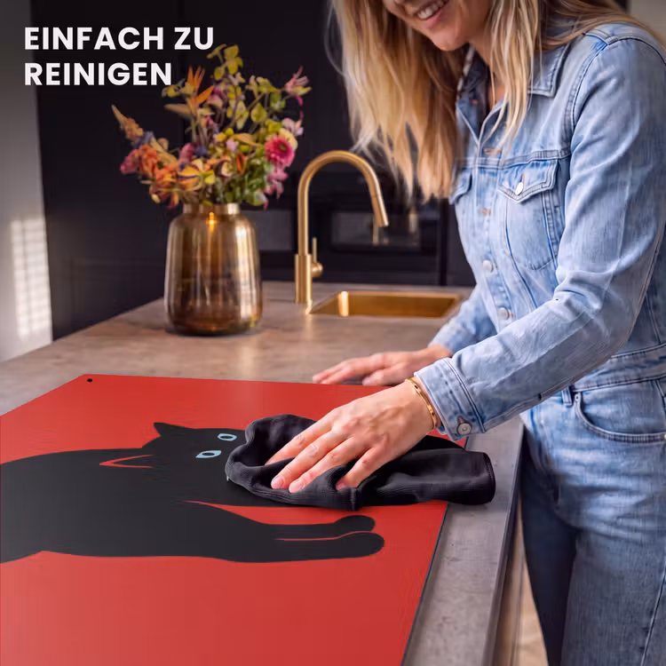 2-in-1 Herdabdeckplatte & Spritzschutz - Katze - Schwarz - Schwanz - Kat - Zwart - Staart Inductie beschemer met haakjes klein