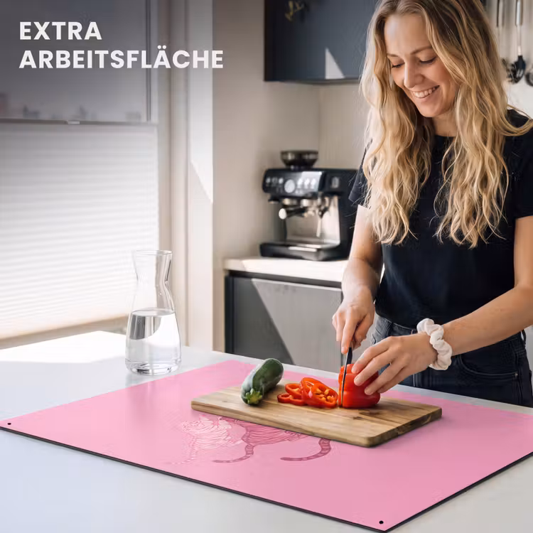 Kat - Springend - Dieren - Roze - Modern Inductie beschemer met haakjes klein -ky-usp-de